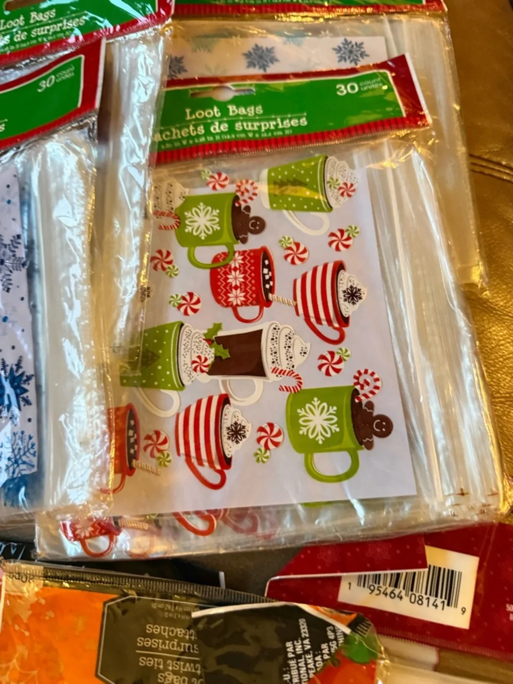 Party Loot Bags assorted clear, Halloween, snowflakes, Christmas